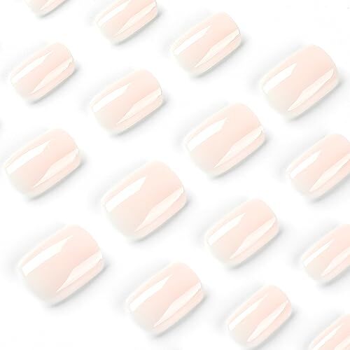 24Pcs Press On Nails Short Square Fake Nails Milk White Nails Press Ons b6 - Bild 2 von 6