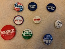 Vintage Lot US Presidential  Political Campaign Pins Reagan Bush Nixon Carter