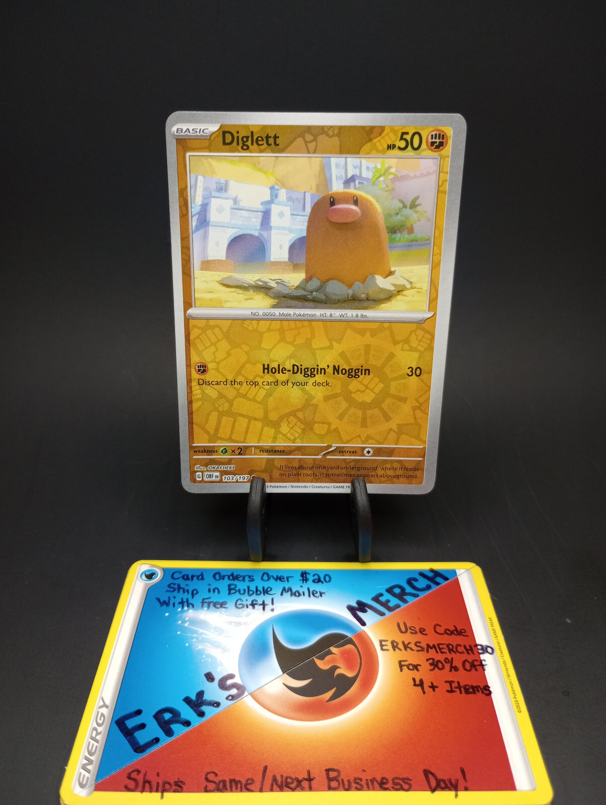 Diglett 103/197 Obsidian Flames Reverse Holo Common Pokemon Card 