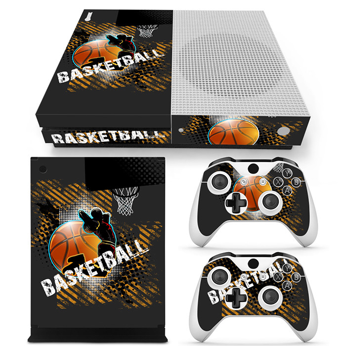 Xbox One S Console Skin Decal Sticker Basketball Sport Theme Custom Design Set-image