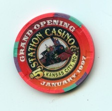 5.00 Chip from the Station Casino Kansas City Missouri Grand Opening