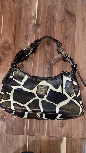 DOONEY & BOURKE Leather Giraffe Print Brown White Small Handbag Designer Purse - Picture 4 of 14