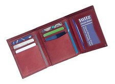 Mens Trifold Genuine Leather Slim Wallet Credit Card Window ID License