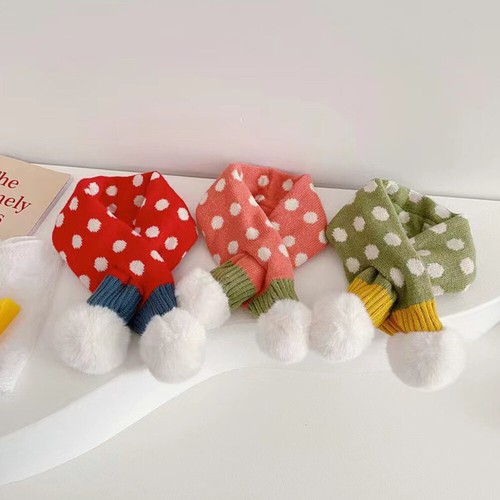 Pañuelo grueso cálido para niños estampado de puntos bufanda cruzada otoño invierno a prueba de viento - Imagen 6 de 22