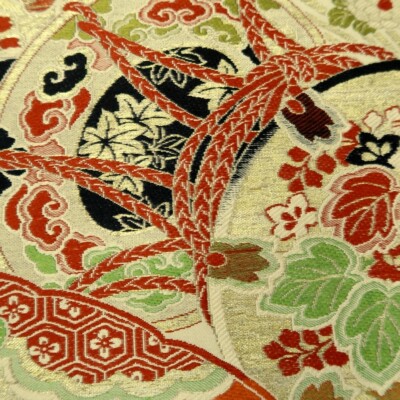 桜子さん専用　大日月、長形大短冊特大、三つ組+ミニ剣山（B級品）おまけ BB281V6 Silk Vintage Japanese Kimono Maru Obi Pine Tree