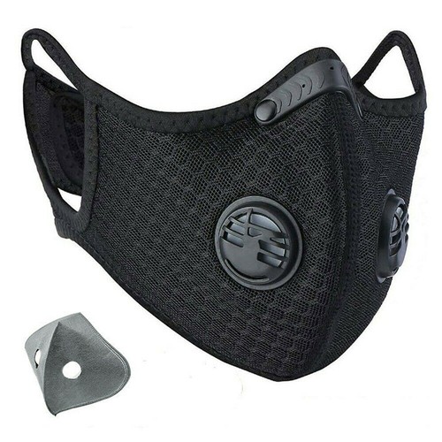 Reusable Face Mask Breathing Valves Sports Cycling Outdoor Active Carbon Filter