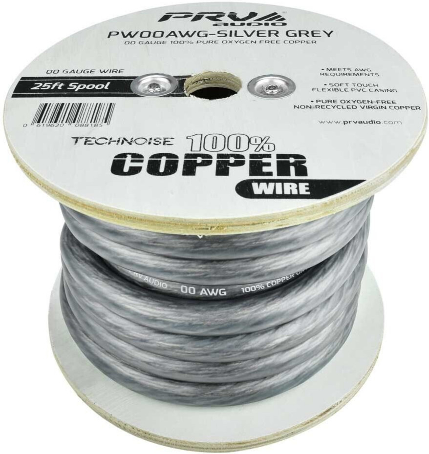 PRV Audio PW00AWG-СЕРЕБРИСТО-СЕРЫЙ провод питания из чистой бескислородной меди длиной 25 футов