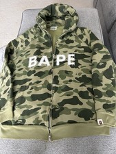 OG Deadstock VTG 2XL Green Camo/Studded Bape Zip Up Hoodie 2006-authentic 