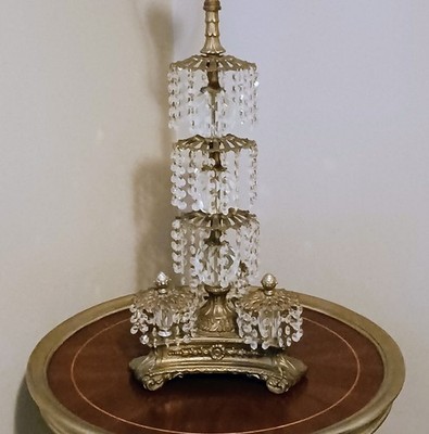 Loevsky & Loevsky WMC Hollywood Regency  Lamp Brass Crystal Waterfall RARE 1968