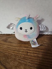 Lucinda the Llamacorn Tie Dye Squishmallow 3.5" Clip On * Kellytoy dangler Plush
