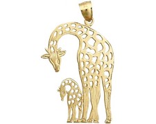 14K Gold Cut-Out Giraffe with Calf Pendant