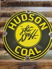 VINTAGE HUDSON COAL PORCELAIN SIGN DELAWARE RAILWAY TRAIN MINING D&H RAILROAD