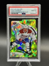 Cole Caufield Rookie RC PSA 10 /99 2021-22 Allure Green Rainbow Die-Cut #101