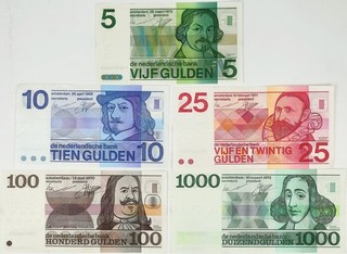 Lot 5 Banknotes Netherlands 1968 1973 ''Erflaters II'' VF XF