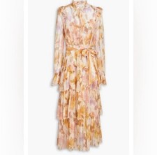 Zimmermann Temp Tiered Frill Midi Dress Size AU 0/IS 4