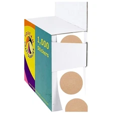Brown Craft Paper Stickers, Round, 1-Inch, 1000 Labels Per Roll With Dispense...