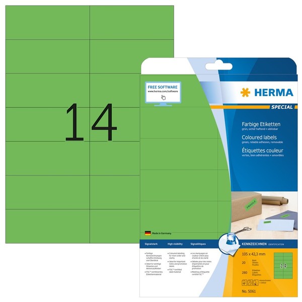 Herma Universal Etiketten Special 105 X 42,3 Mm GrüN 280 Etiketten-image