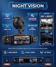 Dashcam Auto 4 Canali 360° con 4 Telecamere HD 1080p Anteriore Posteriore Latera - Miniatura 5