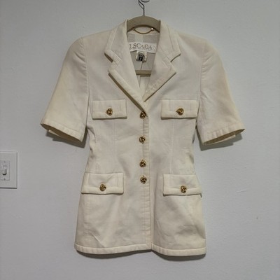 ESCADA MARGARETHA LEY Elegant Classy White Cream JACKET EU 36 Large Gold Buttons