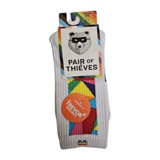 NWT  Pair of Thieves Unisex Men's 6 - 12 Rainbow Print Cushion Crew Socks White
