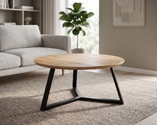 Haku Couchtisch in Schwarz-Eiche &oslash;80cm Wohnzimmertisch Tisch Holztisch Wohnm&ouml;bel