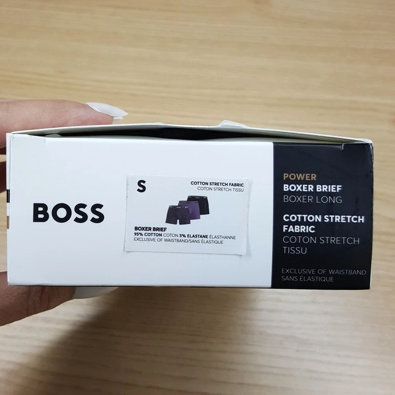 HUGO BOSS Boxer Briefs Mens Small Black Gray Purple 3-Pack Power Long Cotton - Image 3 of 4