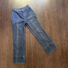Vintage 70's 80's Ultra High Waisted 26 Slim Retro Wide Leg Bell Bottom Jeans