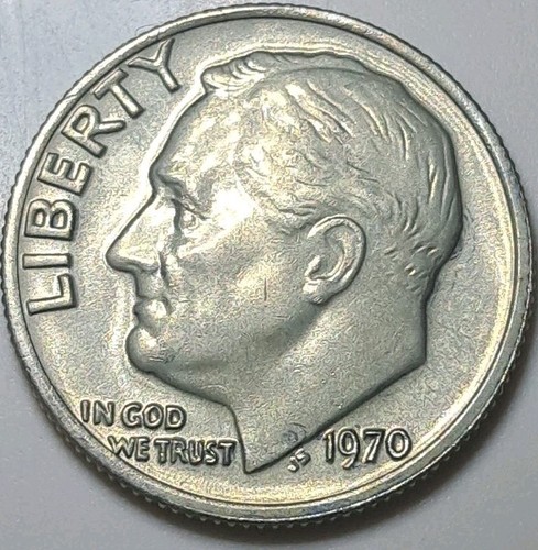Moneda de diez centavos P MS BU 1970 Roosevelt 10C sin circular