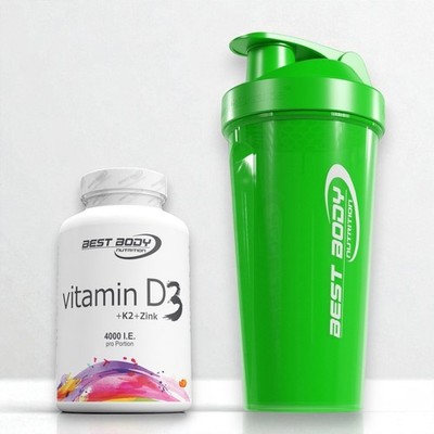 Best Body Nutrition Vitamin D  80 Tabletten + Eiweiss Shaker grün 197,50 /kg