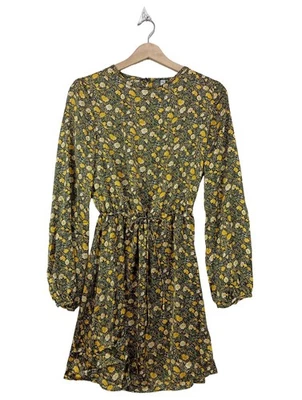 MANGO Robe à manches longues Dames Robe T EU 38 jaune primevère-noir-kaki - Photo 1/4