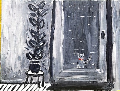 The Later Years In Cat's Life 5 Of 6 In Orginal Modern Art Series  11x14 Acrylic