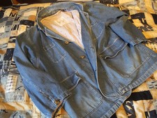 Giacca uomo denim vintage anni 80 foderata cappotto lavoro rilassato L/XL etichetta salamoia ottima