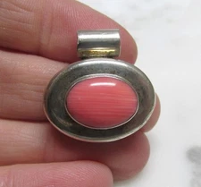 Mexico Angel Skin Coral Sterling Silver Slide Pendant ~ 10.6grams ~ 5-G473