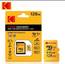 KODAK Micro SD Card + Adapter | 128GB Class 10, A1 Flash Memory
