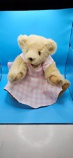 Vermont Teddy Bear Light Brown Plush Pink Gingham Dress Stuffed Animal 15" Tall