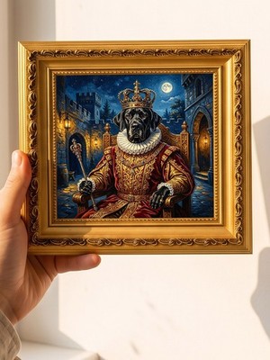Royal Dog King Moonlight Original Ölgemälde, Custom von Ihrem Foto