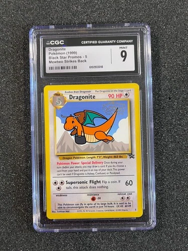 Dragonite Pokémon (1999), Black Star Promo 5 Mewtwo Strikes Back, CGC MINT 9.0