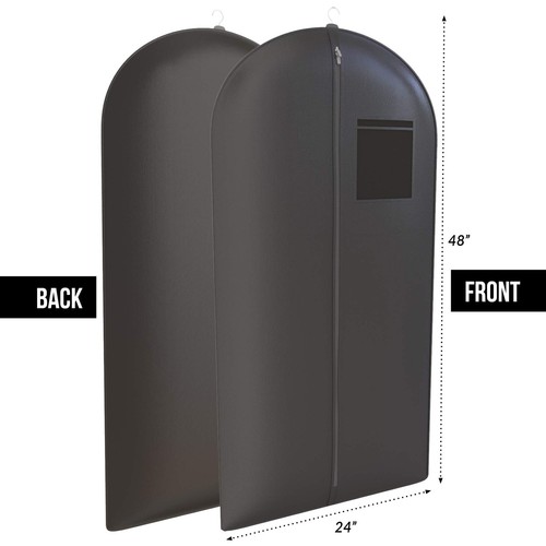 Black Suit Garment Travel Bags - ID Tag Window Heavy Duty Lightweight 48" - Picture 5 of 7