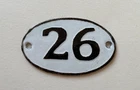 Vintage Enamel Porcelain Locker Number 26 Door Sign