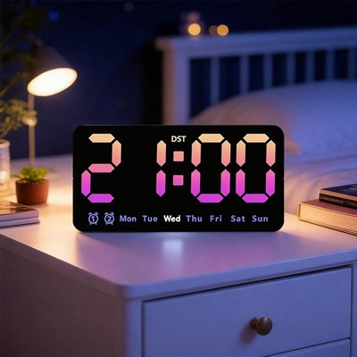 Wxeadu große digitale Wanduhr, 8,5 Uhr mit Datum S, rosa 