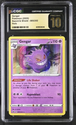 CGC 10 PRISTINE Gengar 085/202 Sword & Shield Holo Rare Pokemon Card