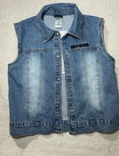 Vintage Kids Denim Vest size 12/14 “Harley Davidson” Embroidery Made In USA