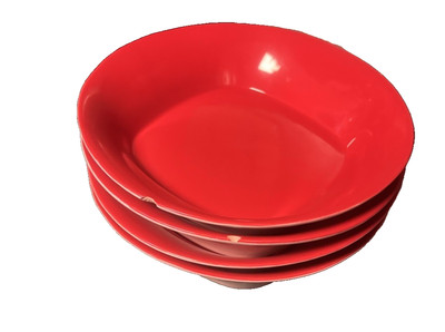 Rachael Ray Red 10'' Round And Square Pasta Bowls Set of 4