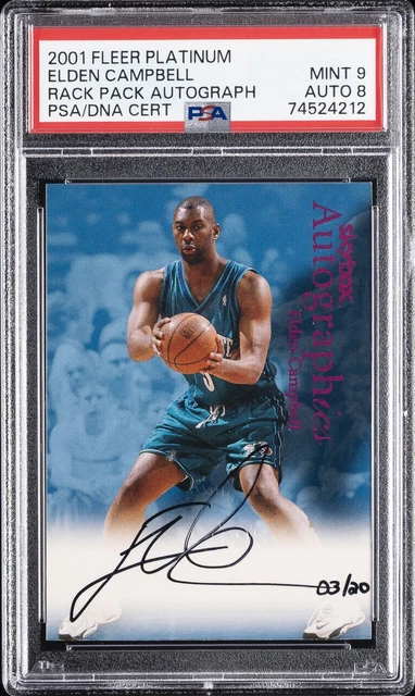 2001 FLEER PLATINUM RACK PACK AUTO ELDEN CAMPBELL 3/20 PSA 9 AUTO 8