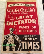 CHARLIE CHAPLIN THE GREAT DICTATOR SPECIAL POSTER 1940 CHARLIE CHAPLIN THE GREAT DICTATOR SPECIAL POSTER 1940
