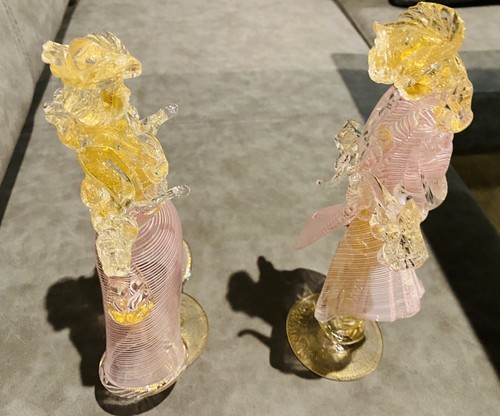 VINTAGE MURANOLATTICINO Hand Blown Dancing Couple -Pink, White And Gold Rare - Picture 4 of 13
