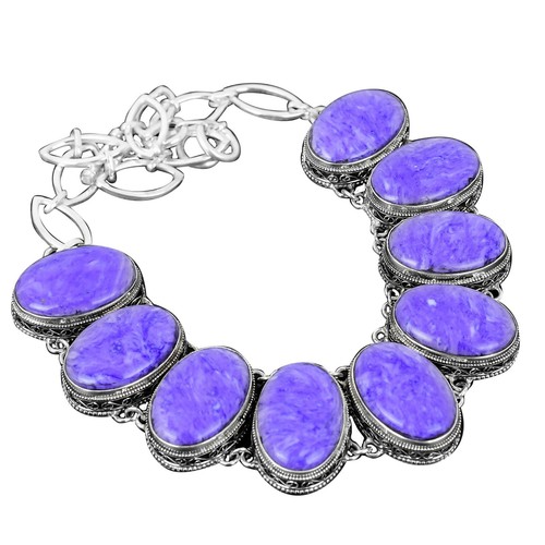 Magnifique Collier Vintage En Argent 925 Avec Pendentif En Charoite – Pièce Rare Et élégante