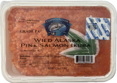 Wild Alaskan Pink Salmon Kosher Red Caviar, Copper River, 500g/1.1lb (Pack of 2)