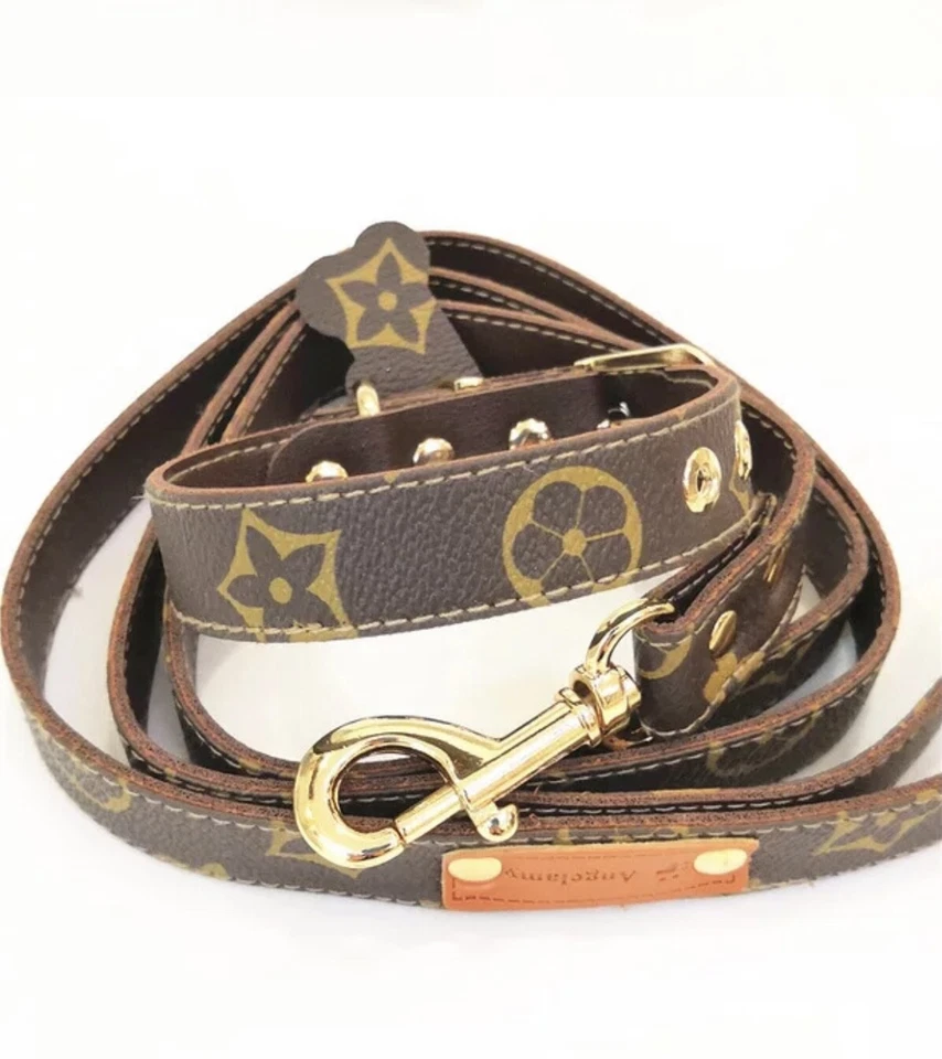 Juego de correa a juego collar perro cachorro clásico de lujo marca de moda talla grande Foto 2 de 4