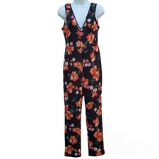 SHEIN Floral Deep Plunge V-Neck Jumpsuit Size Medium